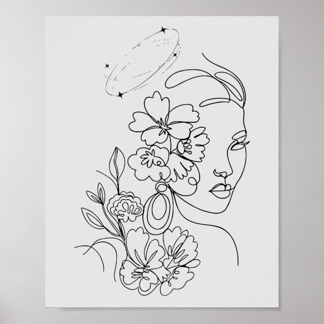 Elegant Minimalist Face Art Poster (Front)