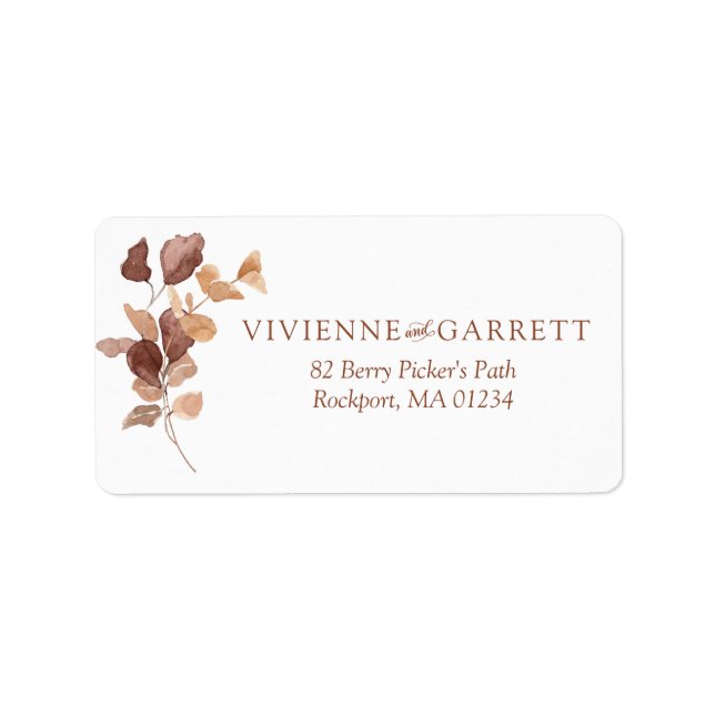 Elegant Minimalist Fall Leaves Wedding  Label (Front)