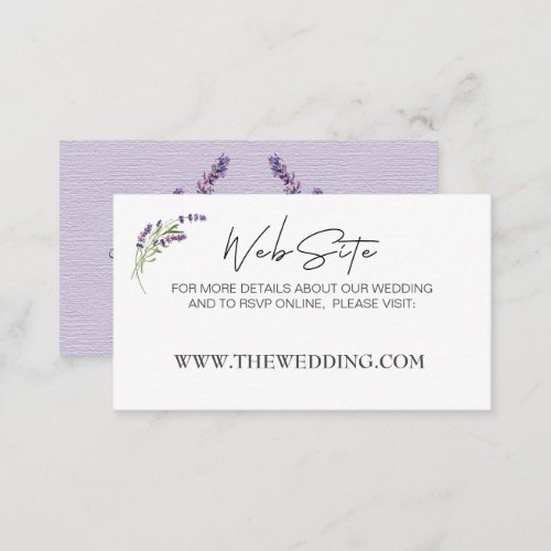 Elegant Minimalist Fashion Lavender Wedding WebSit Enclosure Card