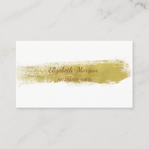 Elegant Minimalist  Faux Gold Foil Brush Stroke Business Card