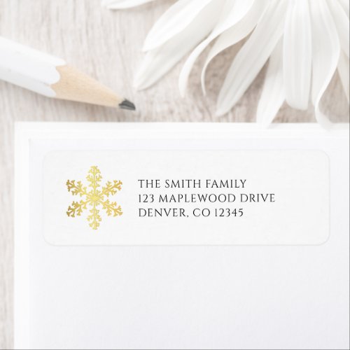 Elegant Minimalist Faux Gold Foil Snowflake  Label