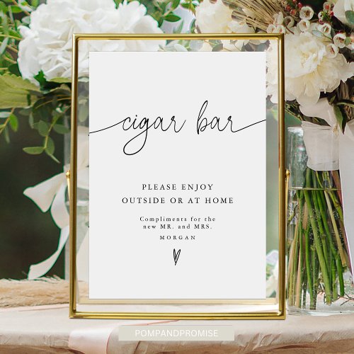 Elegant Minimalist Favor Cigar Bar Wedding Sign