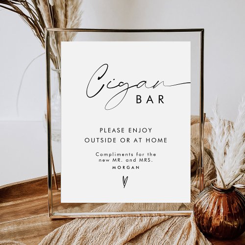 Elegant Minimalist Favor Cigar Bar Wedding Sign