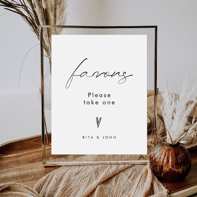 Elegant Minimalist Favor Wedding Table Sign (Creator Uploaded)