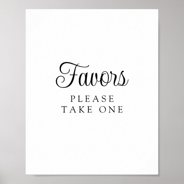 Elegant Minimalist "Favors - Please Take One" Sign (Front)