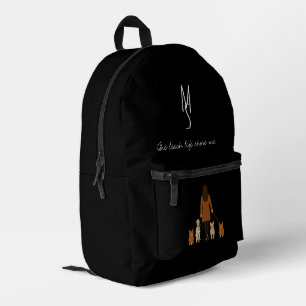 Elegant Minimalist Female Dog Walker Customizable Printed Backpack