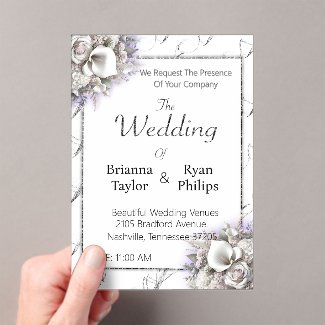 Elegant Minimalist Floral Bouquet Acrylic Invitations