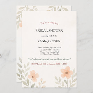 Elegant Minimalist Floral Bridal Shower Invitation