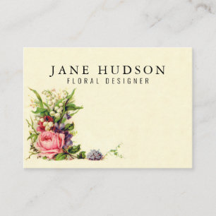 Elegant Minimalist Floral Business Card 3.5x2.5