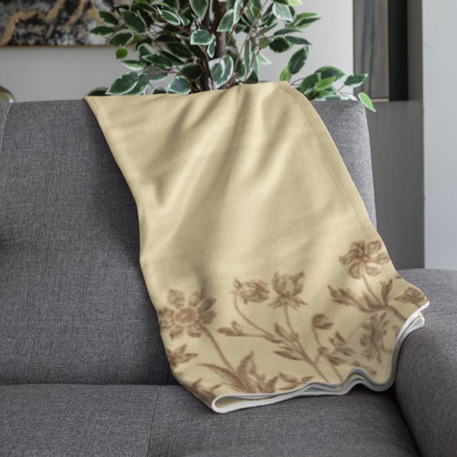 Elegant Minimalist Floral Design with Monogram Fleece Blanket (Creator Uploaded)