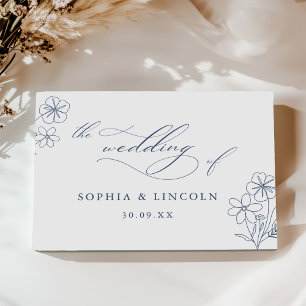 Elegant Minimalist Floral Drawing Wedding  Guest Book