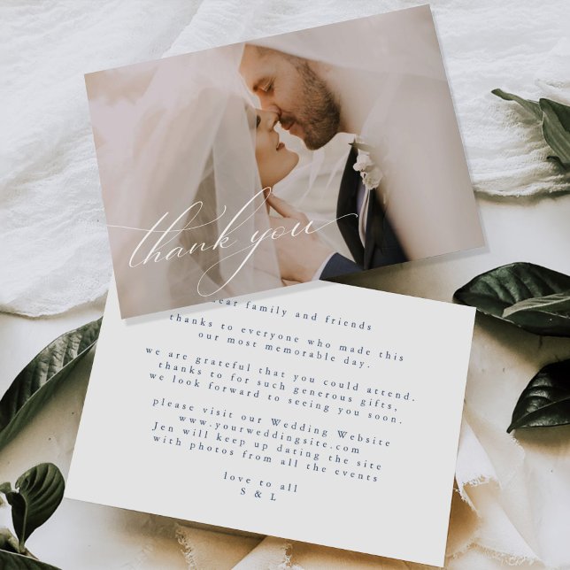 Elegant Minimalist Floral Drawing Wedding  Thank You Card (Creator Uploaded)