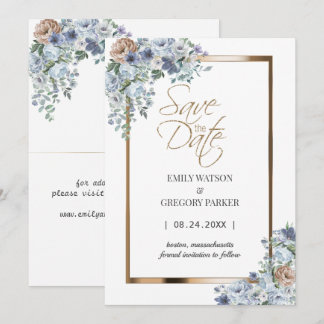 Elegant Minimalist Floral Gold Save the Date