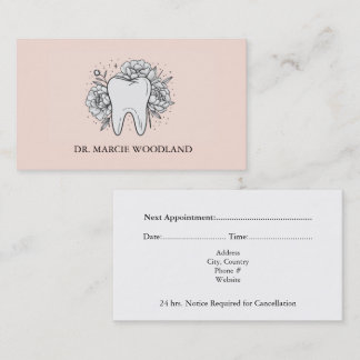 Elegant Minimalist Floral Tooth Appointment Card