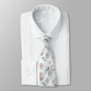 Elegant Minimalist Floral Watercolor Pattern Neck Tie