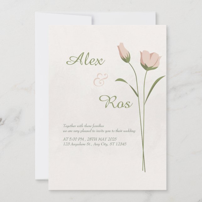 Elegant Minimalist Floral Wedding Invitation (Front)