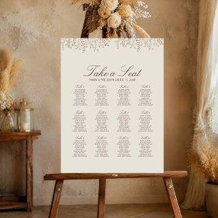 Elegant Minimalist Floral Wedding Seating Chart Foam Board