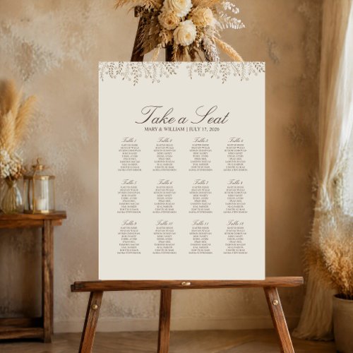 Elegant Minimalist Floral Wedding Seating Chart Foam Board