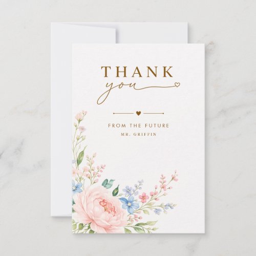 Elegant Minimalist Floral Wedding Thank You Card