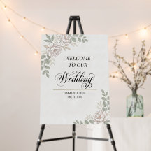 Elegant Minimalist Floral Wedding Welcome Sign
