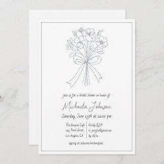 Elegant Minimalist Flower and Bow Bridal Shower 