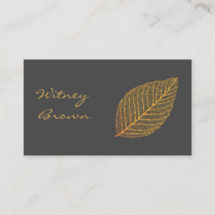 Elegant minimalist foil golden leaf business card