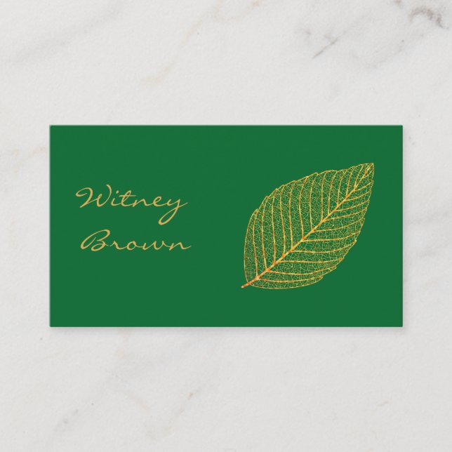 Elegant minimalist foil golden leaf  business card (Front)