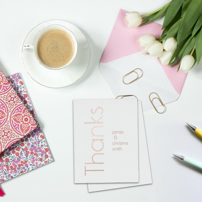 Elegant Minimalist Foil Lettered Thanks Postcard (Creator Uploaded)