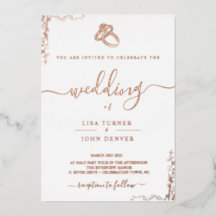 Elegant, Minimalist Foil Wedding Invitation
