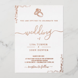 Elegant, Minimalist Foil Wedding Invitation Foil Invitation