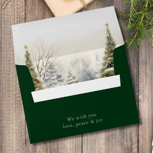 Elegant Minimalist Forest Green Christmas Envelope