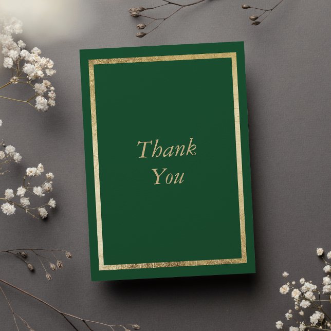 Elegant Minimalist Forest Green Gold 50th Birthday Thank You Card (Elegant Minimalist Forest Green Gold 50th Birthday Thank You)