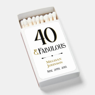 Elegant Minimalist Forty and Fabulous Birthday Matchboxes