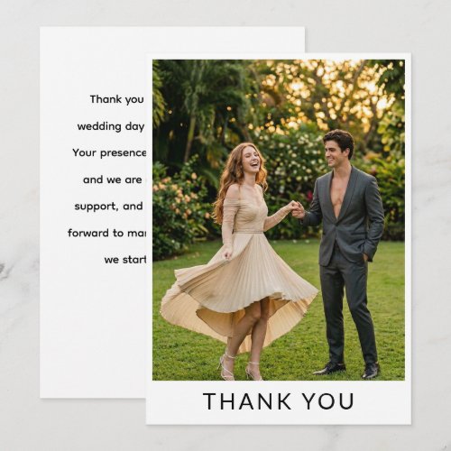 Elegant Minimalist Garden PHOTO Wedding  Thank You Card