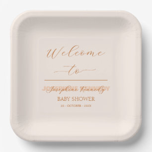 Elegant Minimalist Gender Neutral Baby Shower Paper Plates