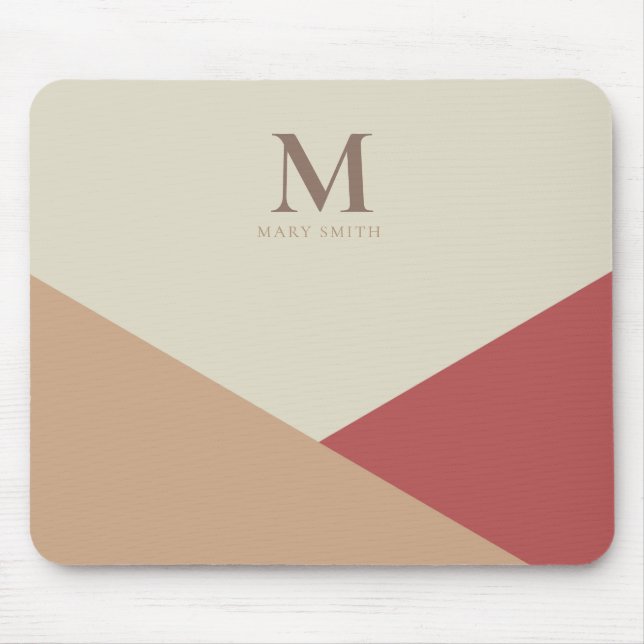 Elegant Minimalist Geometric Monogram Mouse Pad (Front)