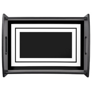 Elegant Minimalist Geometrical Black & White Serving Tray