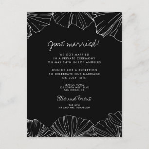 Elegant minimalist Ginkgo Biloba Just married Announcement Postcard