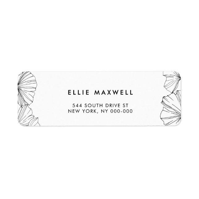 Elegant minimalist Ginkgo Biloba return address Label (Front)