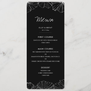 Elegant minimalist Ginkgo Biloba wedding Menu