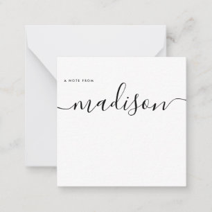 Elegant Minimalist Girly Monogram Name Calligraphy Note Card