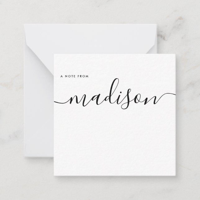 Elegant Minimalist Girly Monogram Name Calligraphy Note Card (Front)