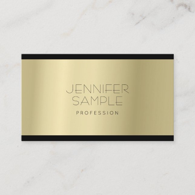 Elegant Minimalist Glamorous Gold Look Plain Business Card (Front)