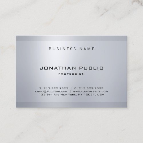 Elegant Minimalist Glamour Silver Modern Design Business Card