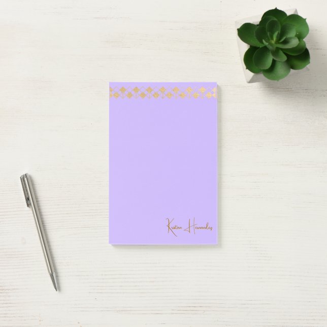 Elegant Minimalist Gold Accent Lavender  Post-it Notes (Office)