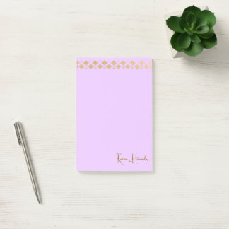 Elegant Minimalist Gold Accent Pink Post-it Notes