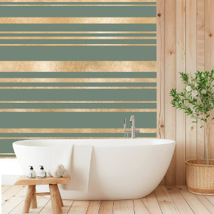 Elegant Minimalist Gold and Green Line Wallpaper