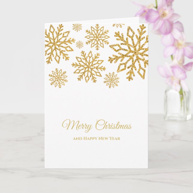 Elegant Minimalist Gold and White Merry Christmas Card (Orchid)