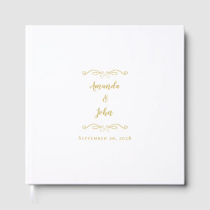 Elegant Minimalist Gold Chic Calligraphy Wedding Guest Book