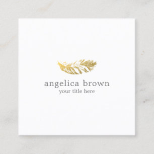 Elegant Minimalist Gold Feather Business Card